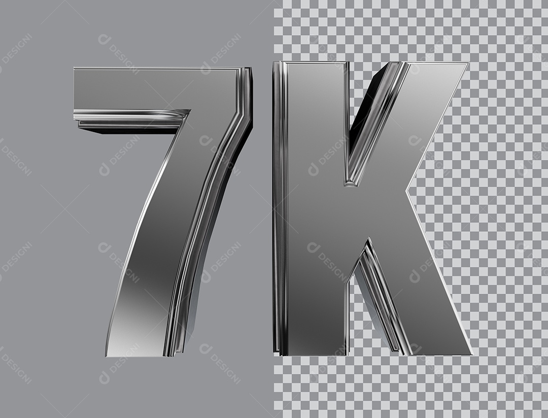 Número 3D Para Composição 7K PNG Transparente
