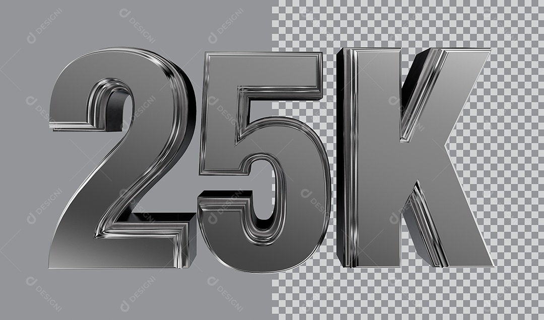 Número 3D Para Composição 25K PNG Transparente