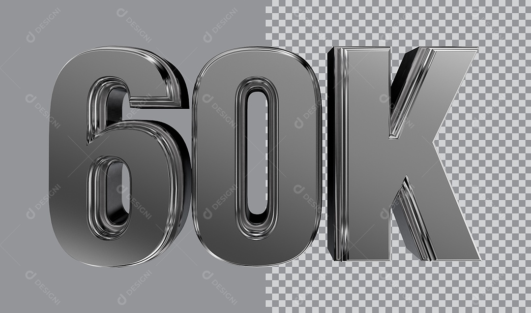 Número 3D Para Composição 60K PNG Transparente