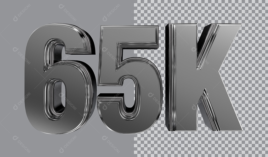 Número 3D Para Composição 65K PNG Transparente