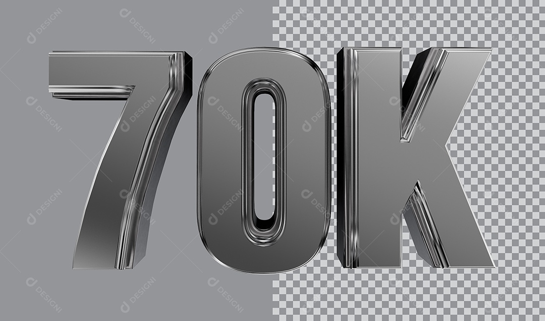 Número 3D Para Composição 70K PNG Transparente