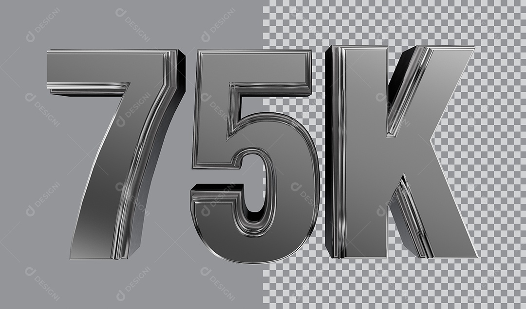 Número 3D Para Composição 75K PNG Transparente