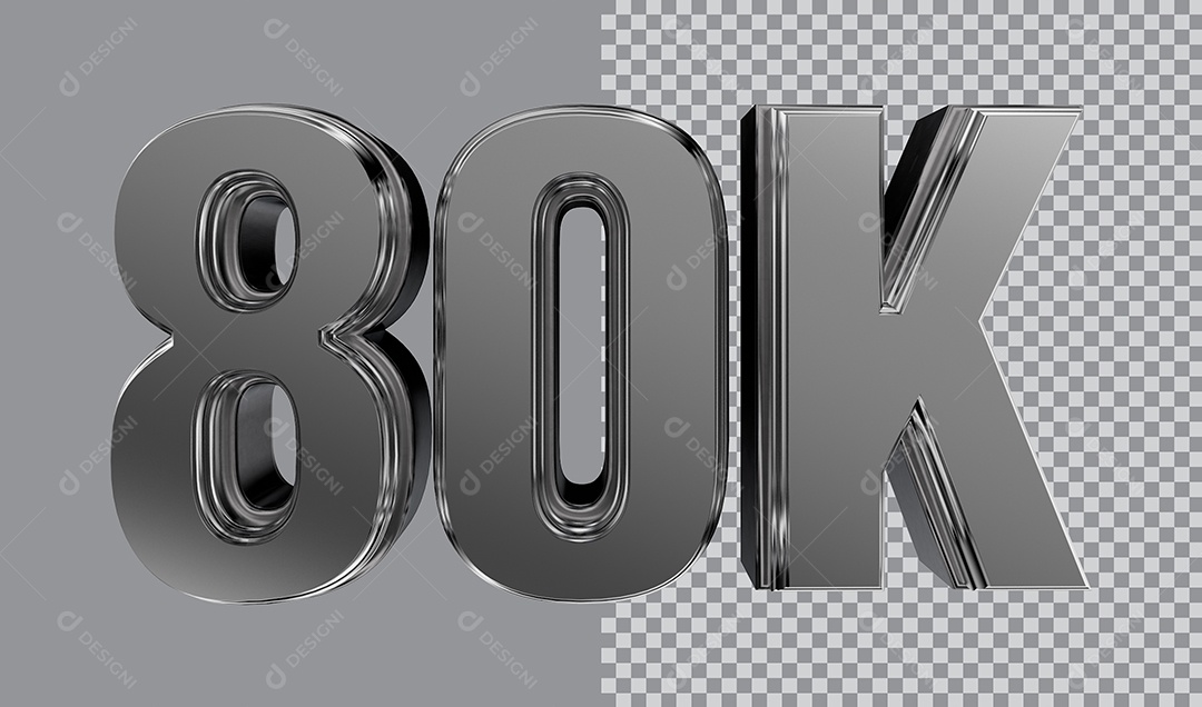 Número 3D Para Composição 80K PNG Transparente