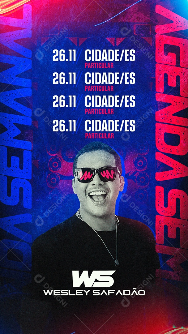 Story Agenda Semanal Wesley Safadão Flyer Social Media PSD Editável
