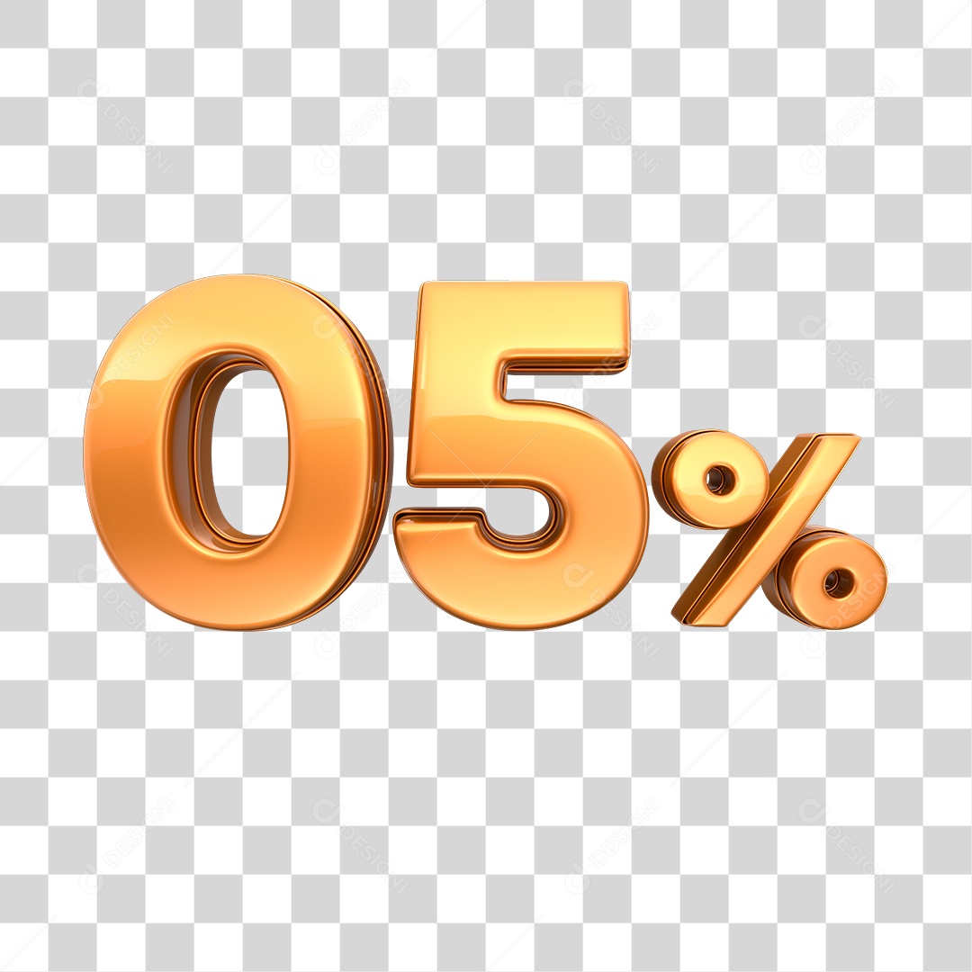 Número 3D 05% Elemento Para Composição PNG Transparente