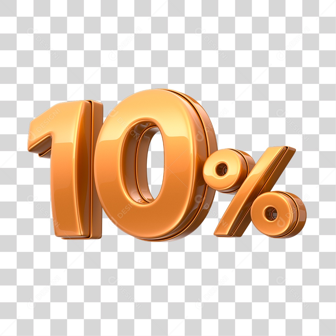 Número 3D 10% Elemento Para Composição PNG Transparente