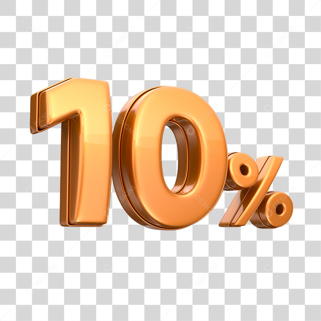 Número 3D 10% Elemento Para Composição PNG Transparente