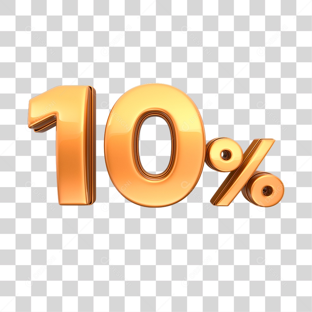Número 3D 10% Elemento Para Composição PNG Transparente