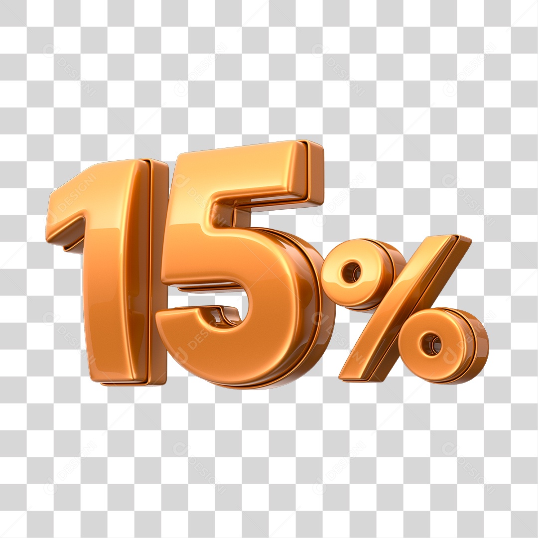Número 3D 15% Elemento Para Composição PNG Transparente