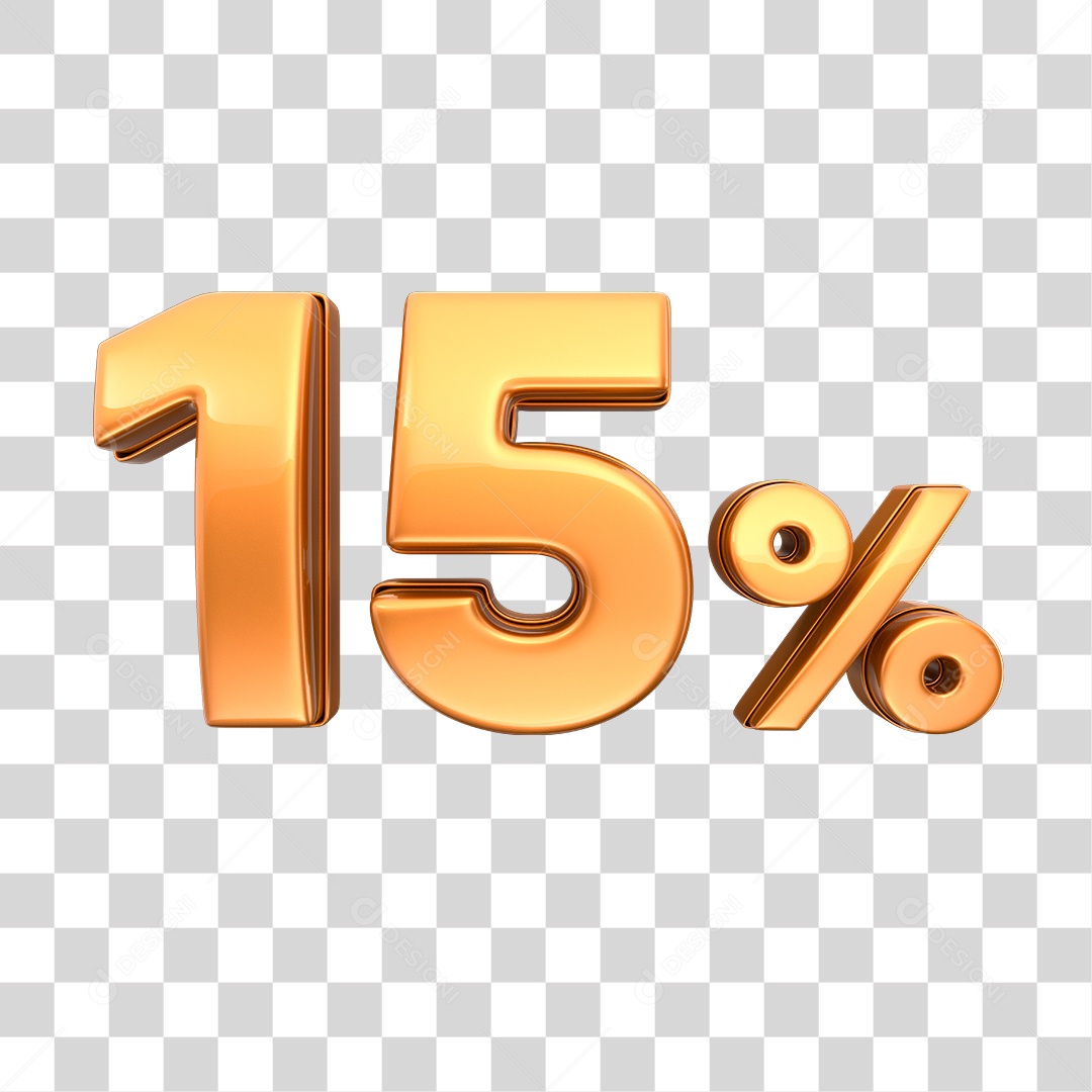Número 3D 15% Elemento Para Composição PNG Transparente