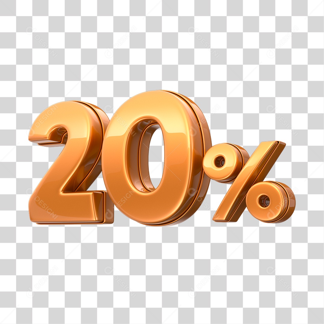 Número 3D 20% Elemento Para Composição PNG Transparente