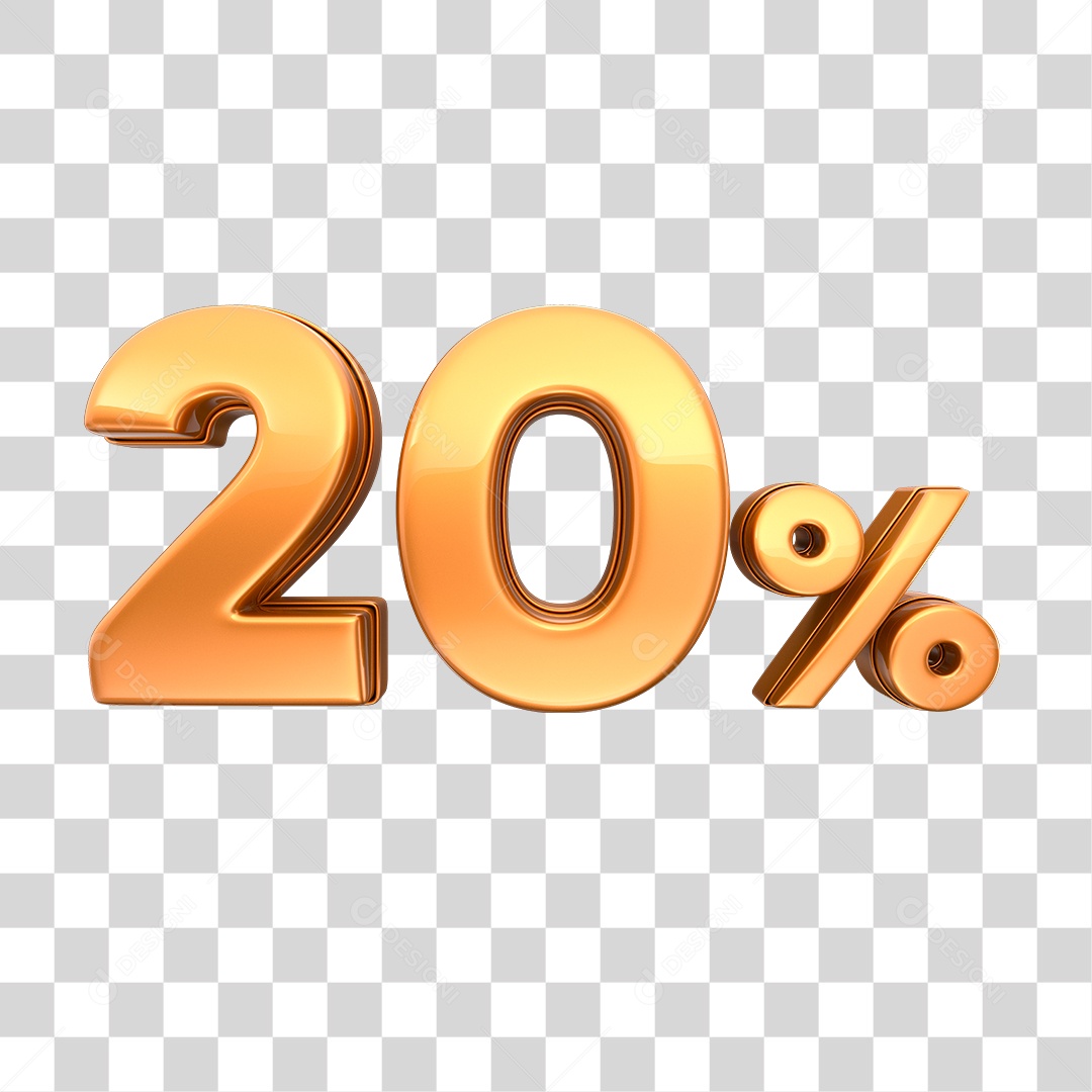 Número 3D 20% Elemento Para Composição PNG Transparente