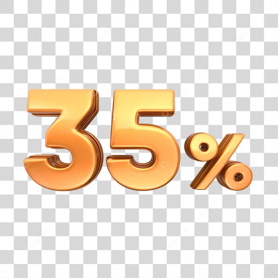 Número 3D 35% Elemento Para Composição PNG Transparente