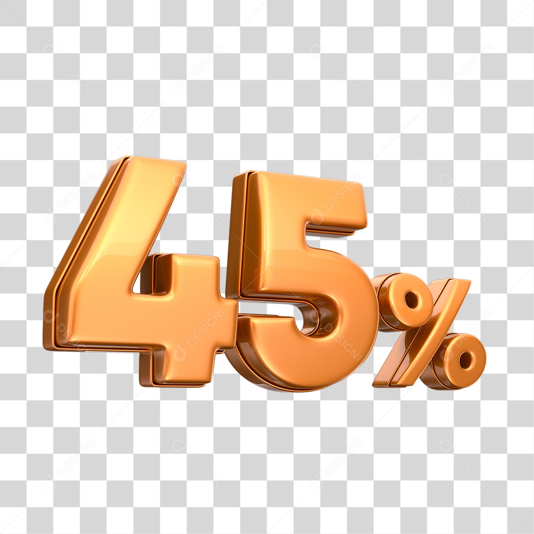 Número 3D 45% Elemento Para Composição PNG Transparente