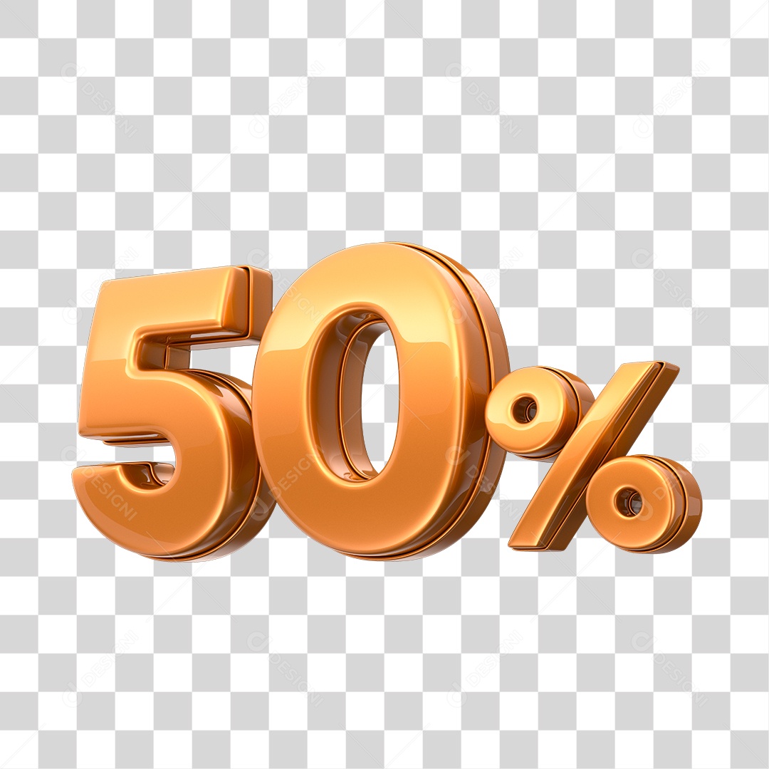 Número 3D 50% Elemento Para Composição PNG Transparente