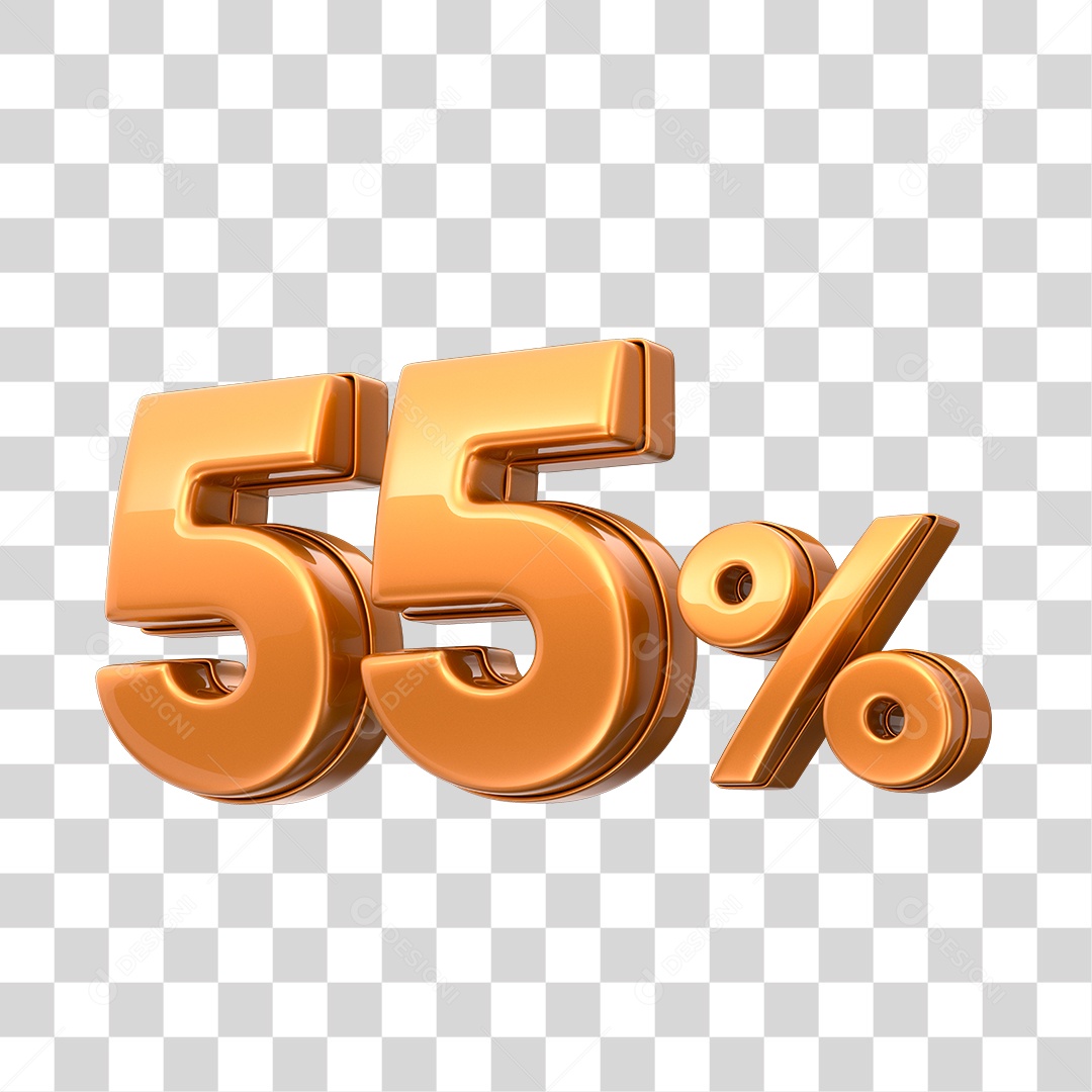 Número 3D 55% Elemento Para Composição PNG Transparente