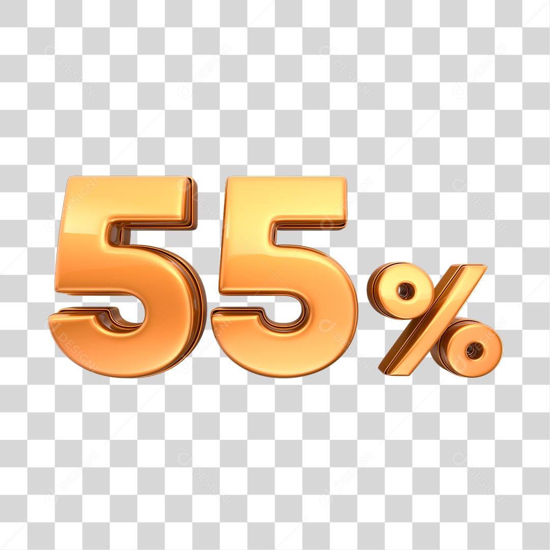 Número 3D 55% Elemento Para Composição PNG Transparente