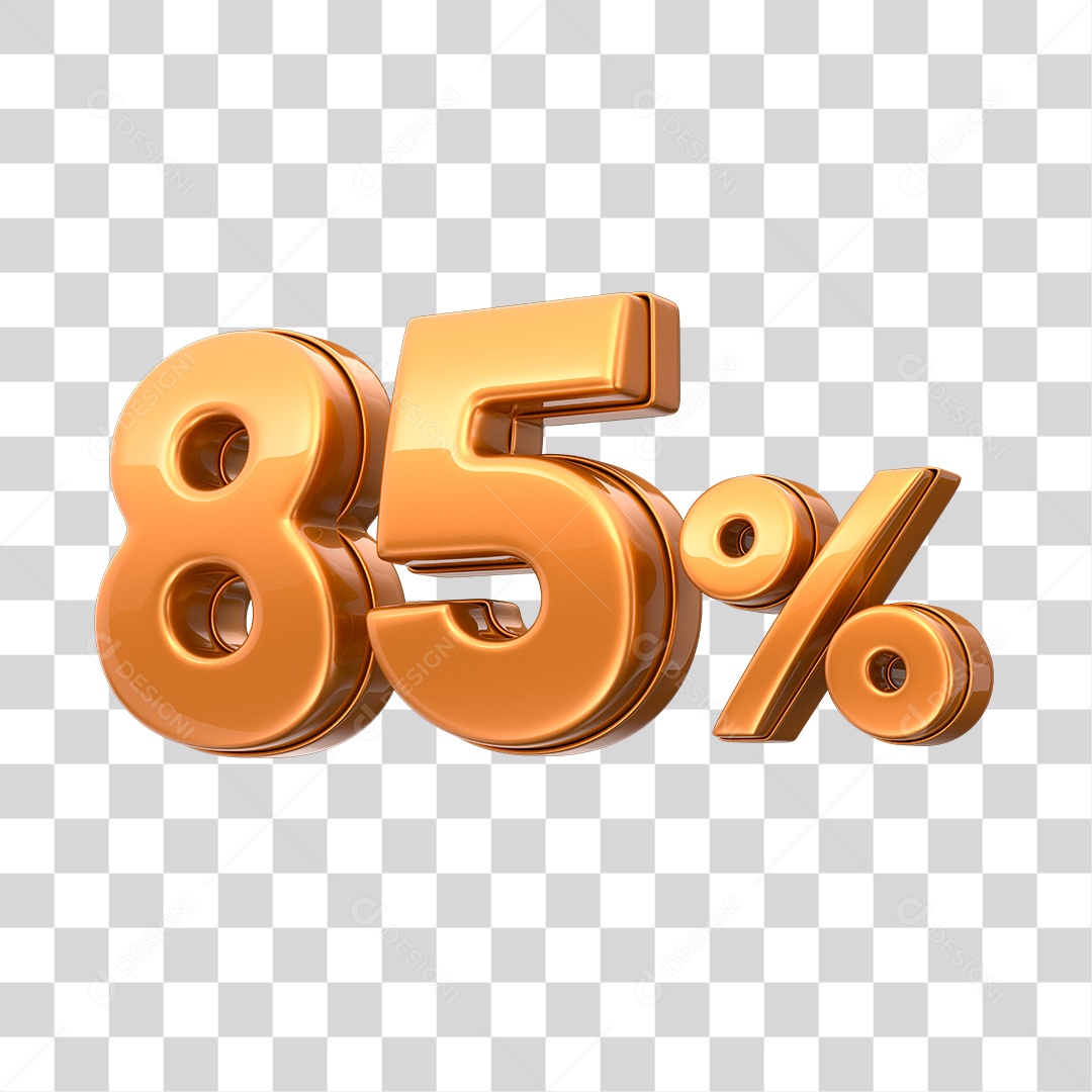 Número 3D 85% Elemento Para Composição PNG Transparente