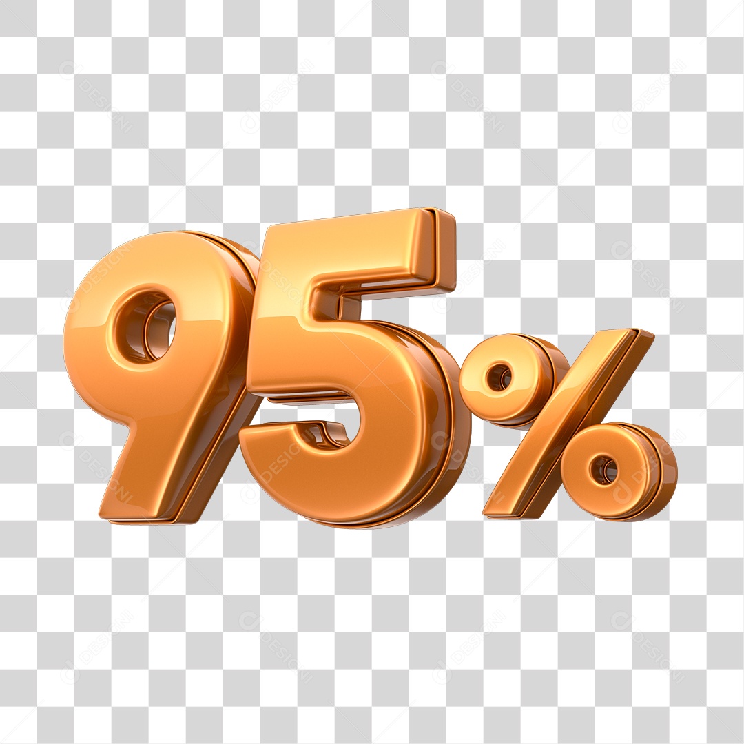Número 3D 95% Elemento Para Composição PNG Transparente