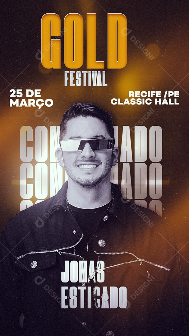 Story Gold Festival Confirmado Jonas Esticado Flyer Social Media PSD Editável