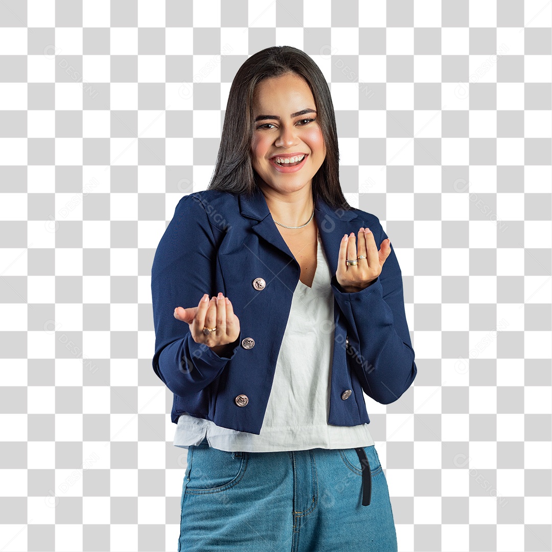 Linda Mulher Jovem Fazendo Reações PNG Transparente