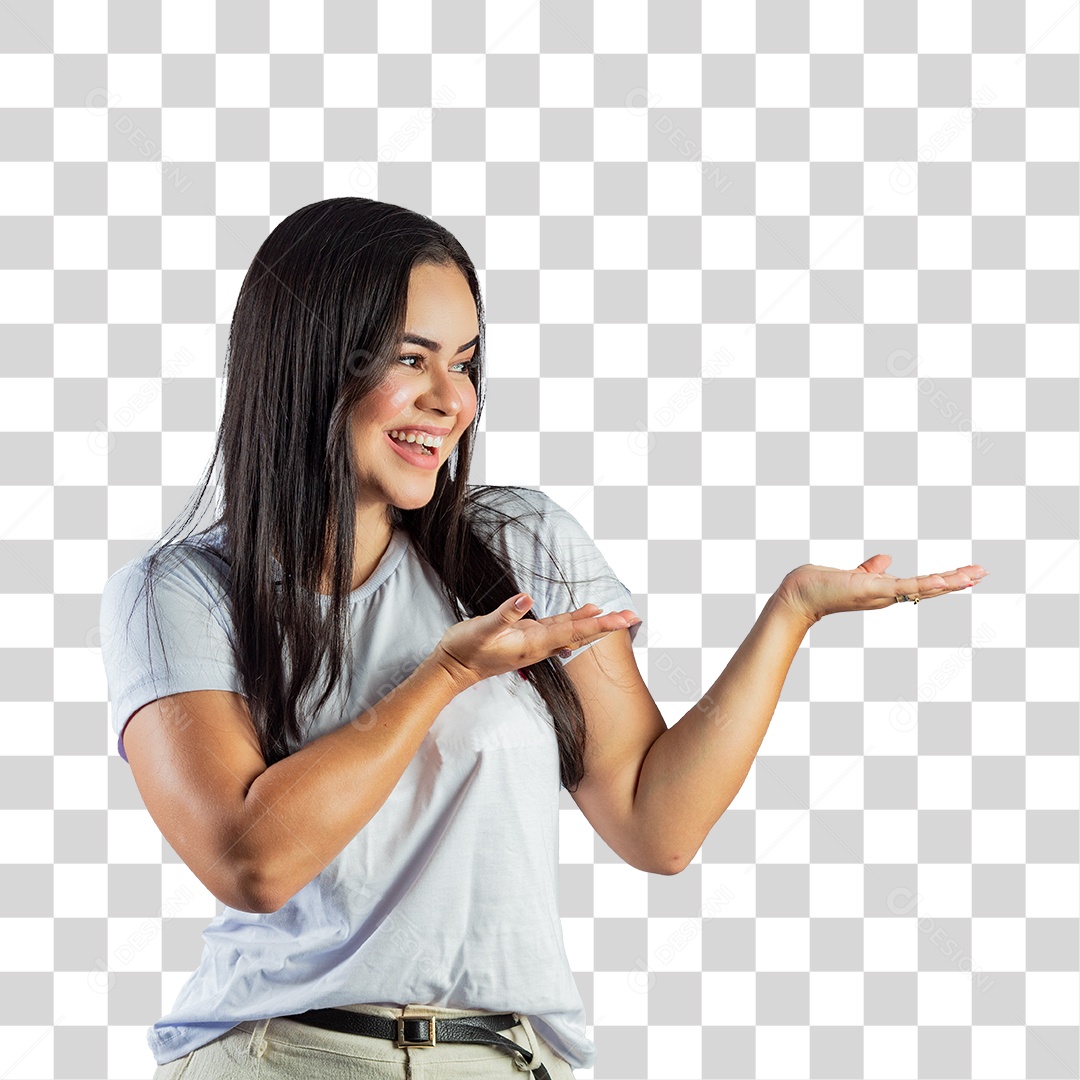 Linda Mulher Jovem Fazendo Reações PNG Transparente