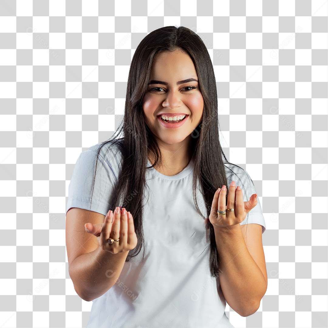 Linda Mulher Jovem Fazendo Reações PNG Transparente