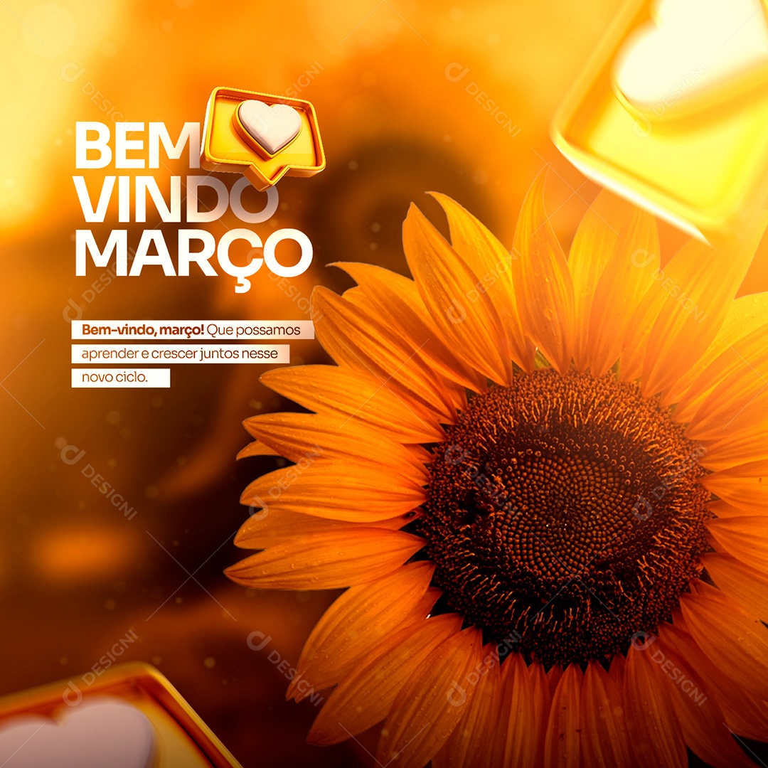 Que Possamos Aprender e Crescer Juntos Nesse Novo Ciclo Bem Vindo Março Social Media PSD Editável