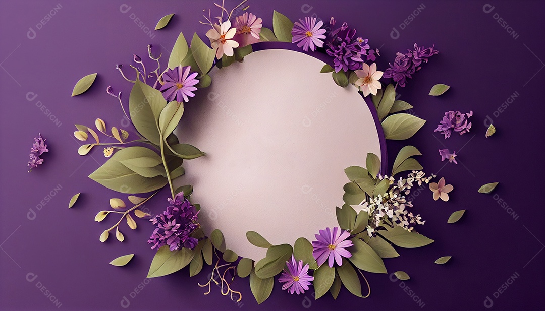 Background arco de flores roxas