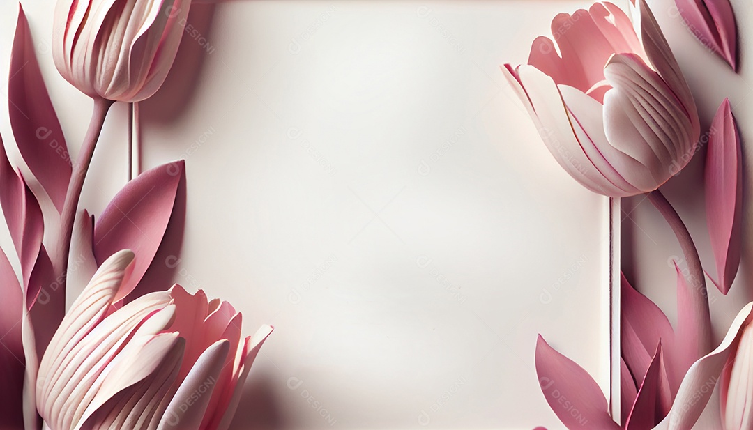 Moldura branca com flores rosas