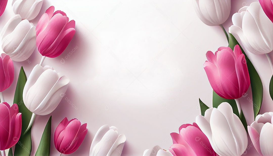 Moldura branca com flores rosas