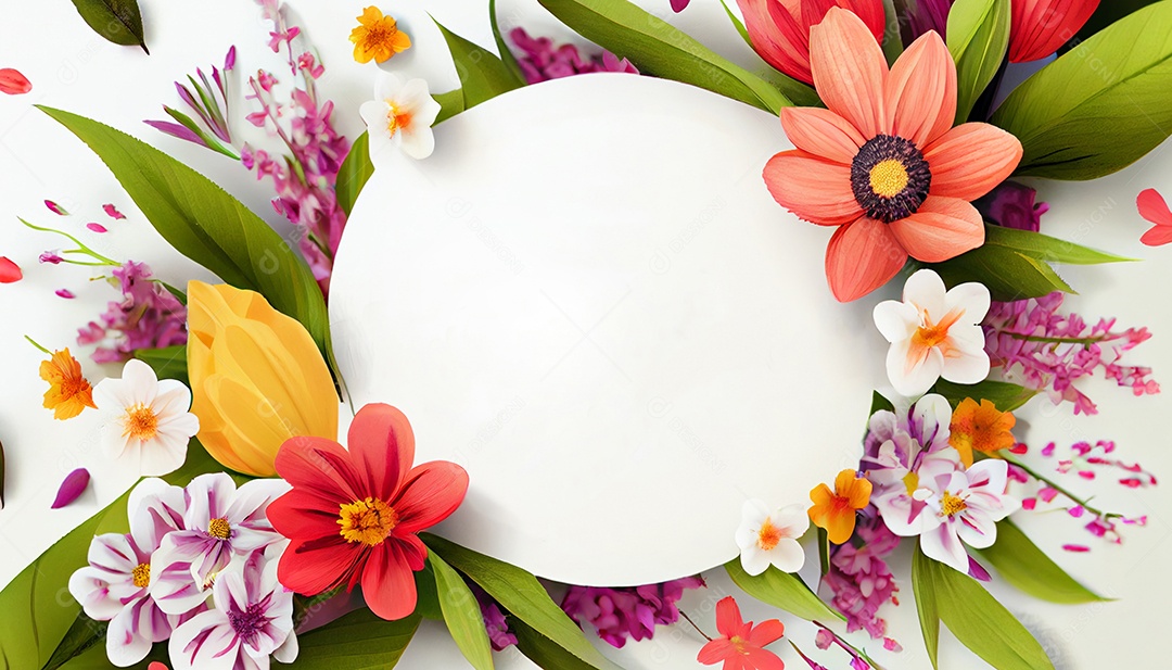 Moldura branca com flores rosas