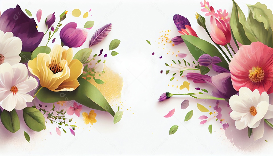 Moldura branca com flores rosas