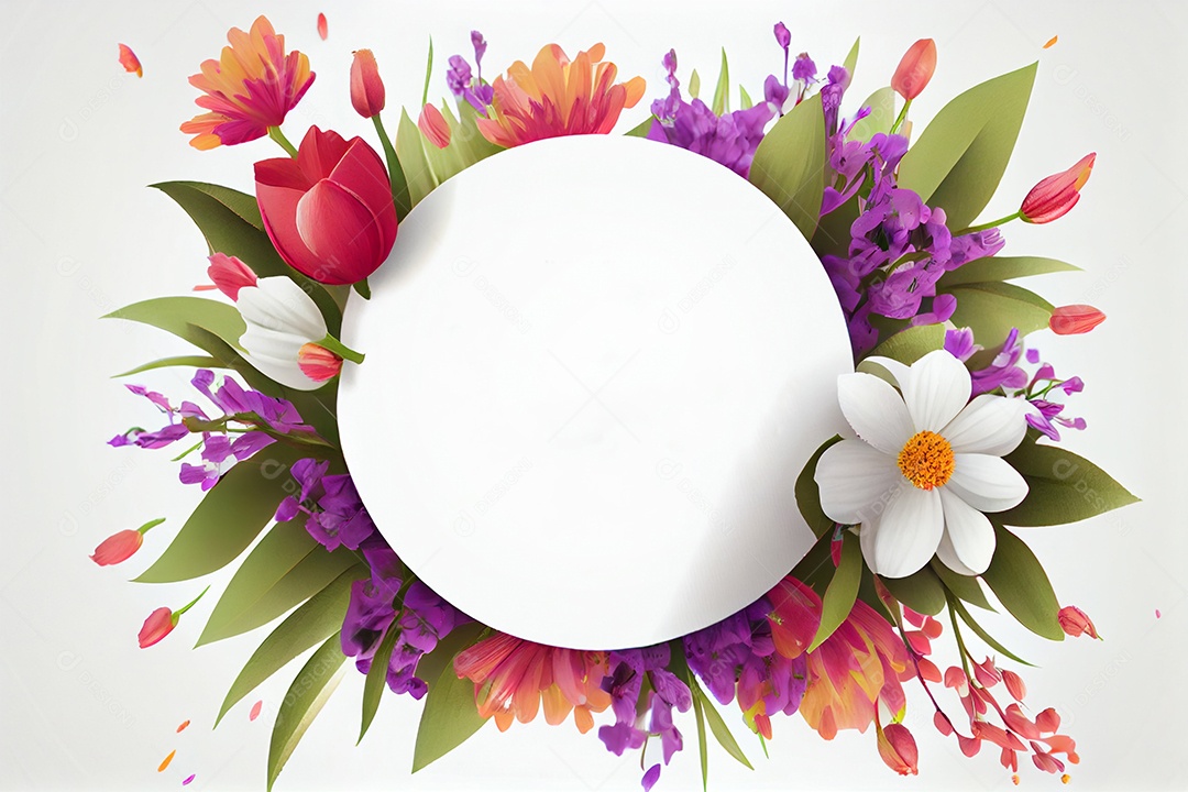 Moldura branca com flores rosas