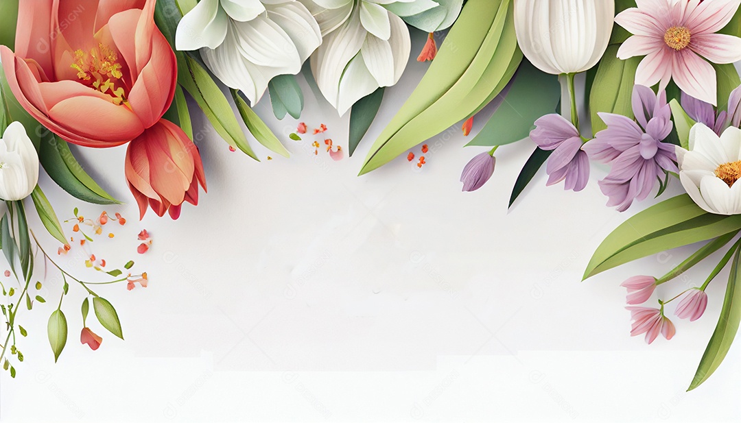 Moldura branca com flores rosas