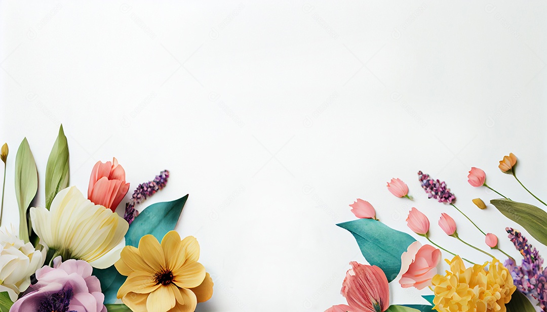 Moldura branca com flores rosas