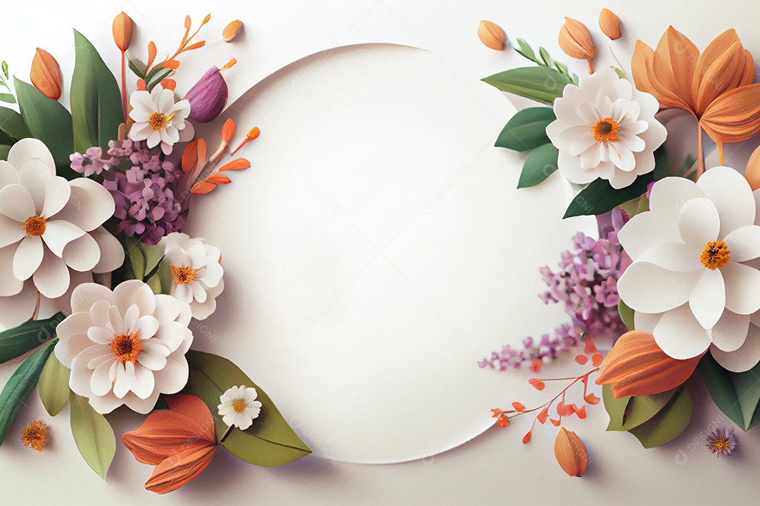 Moldura branca com flores rosas