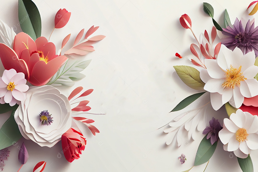 Moldura branca com flores rosas