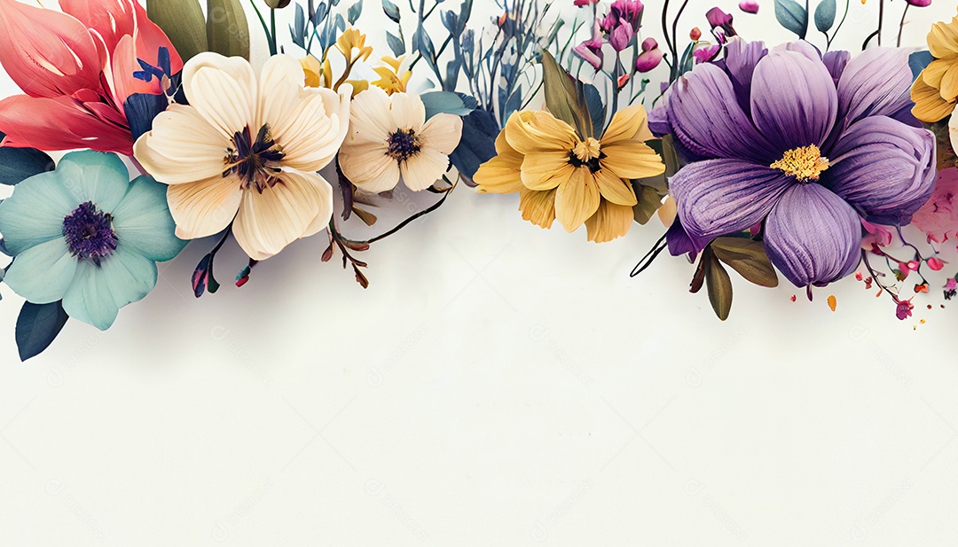 Moldura branca com flores rosas