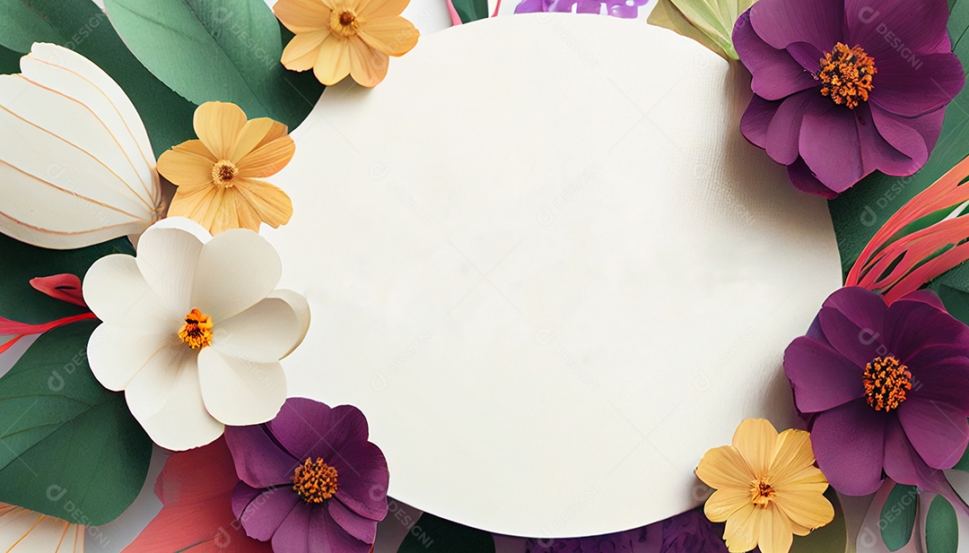 Moldura branca com flores rosas