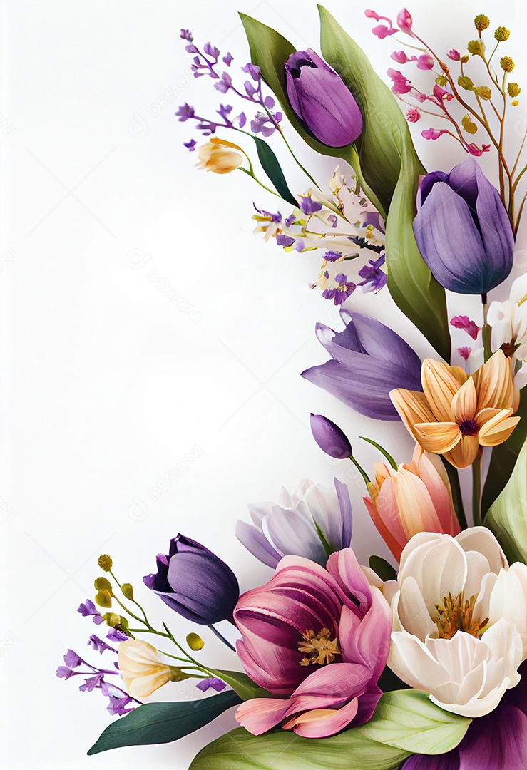 Arranjo de flores em fundo branco