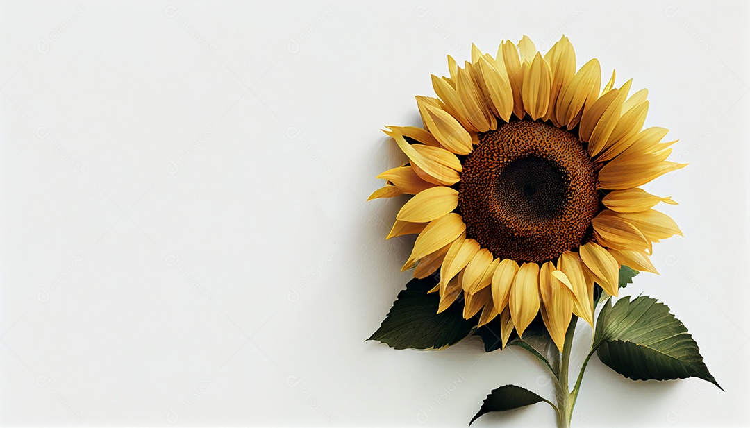 Lindo girassol amarelo em fundo branco