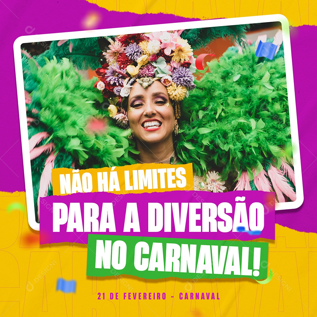 Não Há Limites Para a Diversão no Carnaval Social Media PSD Editável