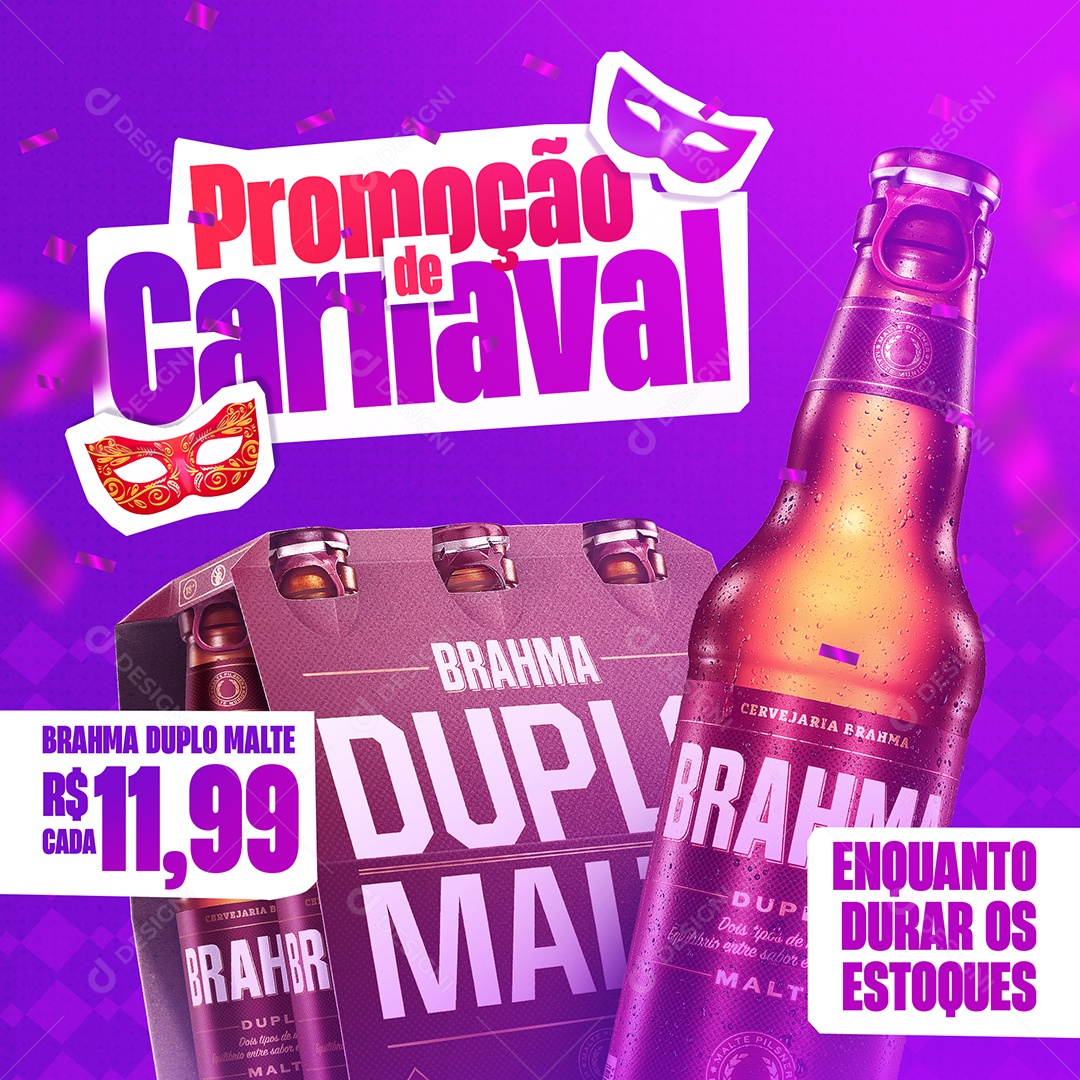 Promoção de Carnaval Enquanto Durar os Estoques Social Media PSD Editável