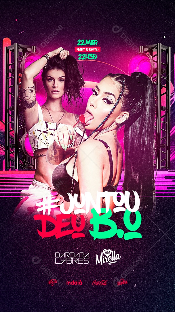 Story Juntou Deu B.O Labres Mc Mirella Flyer Social Media PSD Editável