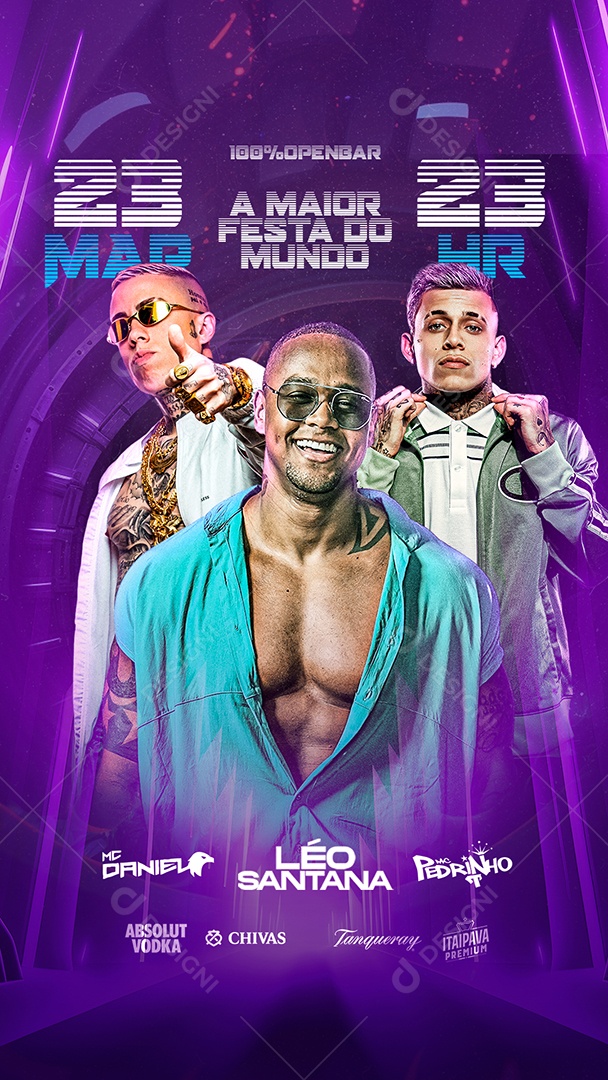 Story A Maior Festa Do Mundo Mc Daniel Léo Santana Mc Pedrinho Flyer Social Media PSD Editável