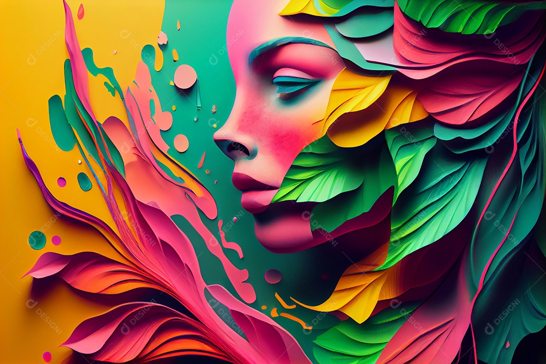 Silhueta mulher colorido