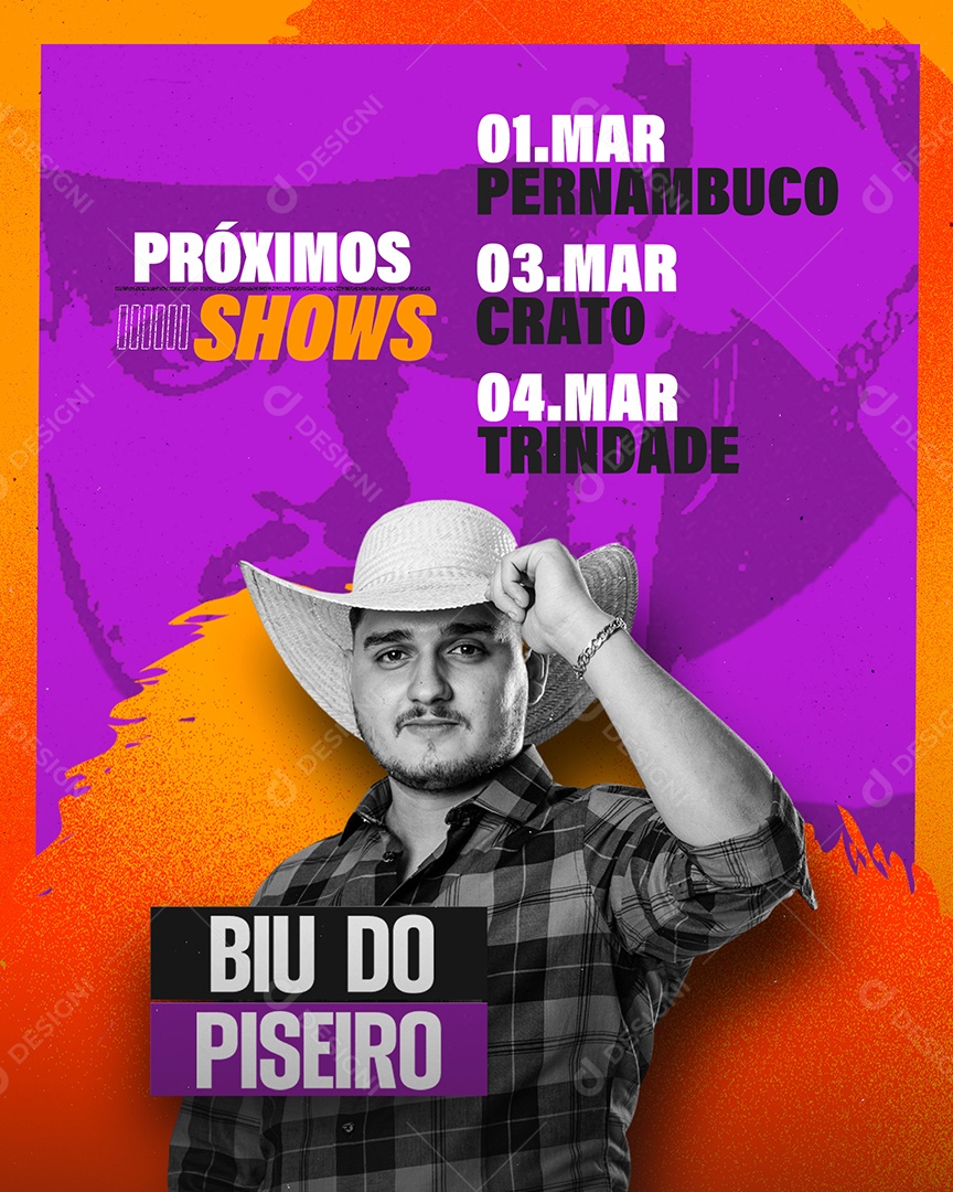 Próximos Shows Biu Do Piseiro Flyer Social Media PSD Editável