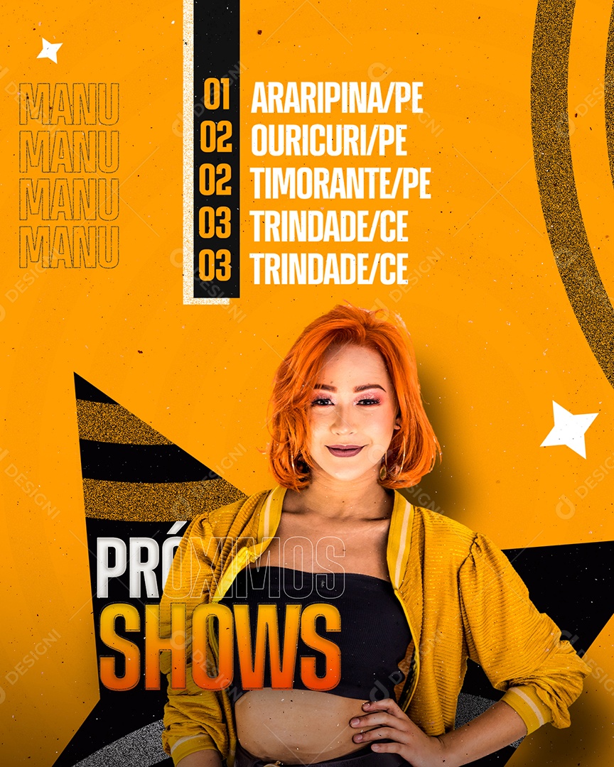 Próximos Shows Malu Moranguinho Flyer Social Media PSD Editável