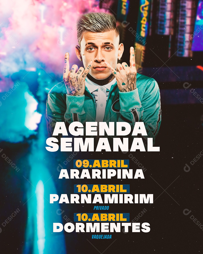 Agenda Semanal Mc Pedrinho Flyer Social Media PSD Editável